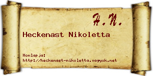 Heckenast Nikoletta névjegykártya